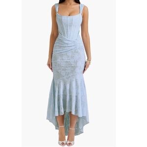 House of CB Cescq floral ruched high-low corset dress size x-small color skyride